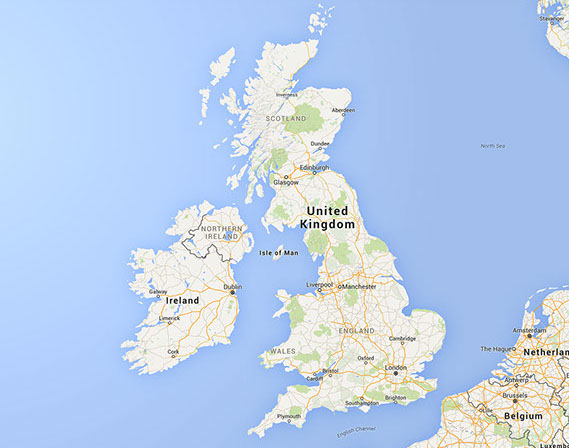 google map of the UK